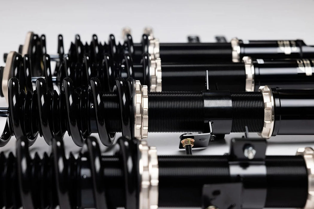 Black car suspension components.